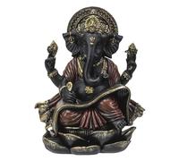 Figura de Ganesha negra escribe en pergamino sagrado | Estatua decorativa