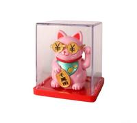 Figura de gato de la suerte Maneki Neko alimentado por energía solar, adorno automático para tablero de instrumentos para decoración de coche, hogar, oficina, activada por luz, no necesita batería