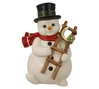 Figura de muñeco de nieve, cerámica, 22,5 cm, ideal para Navidad