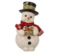Figura de muñeco de nieve con un par de pájaros, 12 cm, de varios colores, hecha de loza