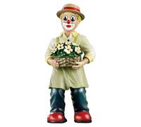 Figura de payaso con cesta de flores, 14 cm, resina, pintada a mano, caja de regalo