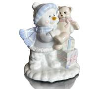 Figura de porcelana de un muñeco de nieve con regalos, 14,8 cm, para decoración del hogar