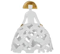 Figura de una menina de Resina Calada en Blanco y Dorado 20x11x23cm