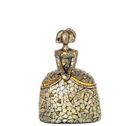 Figura de una menina formada por trozos Pintados de Resina en Dorado 13x9x18cm