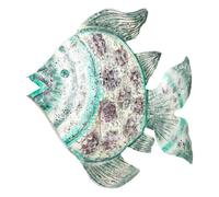 Figura decorativa alexandra house living blanco verde madera de mango pez 9 x 100 x 120 cm