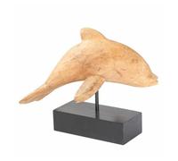 Figura decorativa alexandra house living natural metal madera de mango delfín 17 x 27 x 35 cm