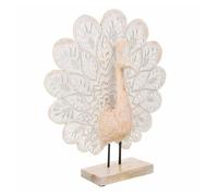 Figura decorativa alexandra house living natural vidrio madera mdf pavo real 53 x 12 x 46 cm