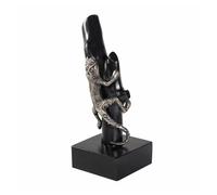 Figura decorativa alexandra house living negro plateado metal madera de mango lagarto 17 x 32 x 13 cm