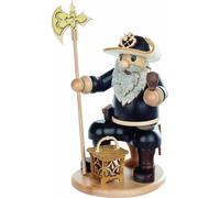 Figura decorativa de guardián nocturno, sentada, con linterna y guadaña. Altura: 23,5 cm. NUEVA