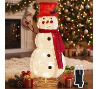 Figura decorativa de muñeco de nieve, 70 cm, con gorro rojo, conexión por enchufe, apta para interior y exterior