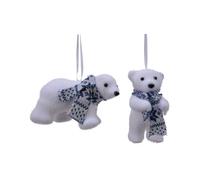 Kaemingk ornamento para colgar oso polar blanco con bufanda 1 pieza