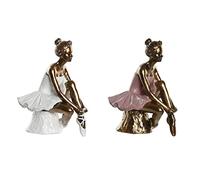 Figura Decorativa DKD Home Decor 12 x 9,5 x 15,5 cm Rosa Blanco Bailarina Ballet (2 Unidades)