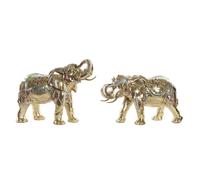 Figura Decorativa DKD Home Decor Elefante Dorado Resina Multicolor (45,5 x 20 x 35 cm) (2 Unidades)