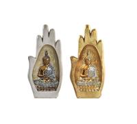 Figura Decorativa DKD Home Decor Gris Dorado Buda Resina (10 x 7,2 x 20,9 cm) (2 Unidades)