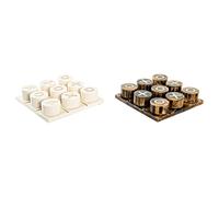 Figura Decorativa DKD Home Decor Juego de Mesa 20,5 x 20,5 x 5 cm Blanco Ambar Metalizado Moderno
