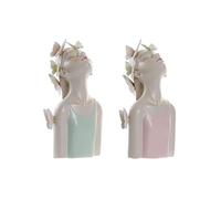 Figura Decorativa DKD Home Decor Niñas 14 x 11,5 x 27 cm Azul Rosa Niña (2 Unidades)