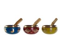 Figura Decorativa DKD Home Decor Tibetano Cuencos 13 x 13 x 7,5 cm Rojo Azul Amarillo