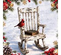 Figura decorativa rústica de cardenal mecedora, diseño vintage de pájaro | Aspecto hecho a mano, estilo rústico vintage, exhibición de estante de mantel, acento de invierno para el hogar