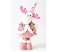 Figura flexible de Navidad con diseño de Papá Noel, muñeco de nieve, muñeco de nieve, reno, elástico, decoración rosa brillante, adorno de tela suave, figura flexible para mesa, estante, mantel