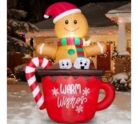Figura inflable de hombre de jengibre, 1,8 m, decoración navideña con luces LED