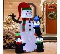 Figura inflable navideña: muñeco de nieve y pingüinos. Decoración navideña para jardín y exteriores