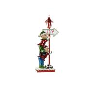 Figura Led Resina 35X28,5X81 Farola Elfo, Decoracióna de navidad para todos los hogares, Navidad Tradicional