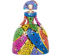 Figura menina 24cm resina mosaico colores 18x13x24cm