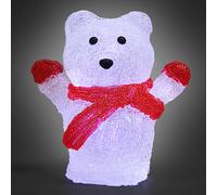 DEUBA® Oso Polar Acrílico LED 18,5x17x10cm Adorno Figura Decoración Iluminada Navideña Inalámbrica