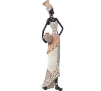 FIGURA RESINA AFRICANA BLANCA/DORADA 12X11X46CM