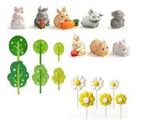 Figuras de Conejos Miniatura - Decoración para Tarta de Pascua, Jardín de Hadas, Terrario - Regalo de Cumpleaños, Primavera, Decoración del Hogar (Decoración para Tarta 3)