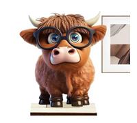 Figuras de ganado de montaña | Decoración de vivero de vacas de madera | Figura de vaca rústica Figuras coleccionables de madera para chimenea de estante de varios niveles