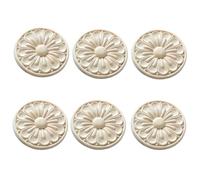 Figuras Decorativas De Madera Tallada Para Apliques Decoración De Muebles De Sala De Estar Calcomanías Florales Naturales Talladas En Madera Decoración Del Hogar 15 * 15Cm 6 Piezas