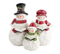 Figuras decorativas que forman una familia de muñecos de nieve, 13 x 14 x 10 cm