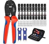 FIISAYL Crimpadora Terminales Solar para Cables PV de 2,5/4/6 mm², Prensa Terminales, 10 pares Conectores PV, 10 pares Conectores Macho/Hembra, 2 Llaves, Para el Montaje de Cables de Paneles Solares