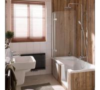 Fijación para bañera HSK Premium Softcube, 2 piezas, 1 elemento de péndulo, tamaño: 90 x 140 cm, tope: izquierda, 68064090-L-01-50, Cabinas de ducha: Aluminio-plata mate: ESG transparente