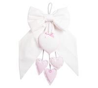 FILET - Arco Nacimiento Blanco con Corazones Colgantes Rosa, un Corazón de Tela Aida para Bordar, Hecho de Algodón, Ideal para Colgar para Anunciar el Nacimiento de una Niña, 100% Made in Italy