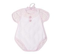 FILET - Lazo de Nacimiento Niña en Forma de Body de Algodón con Inserto en Tela Aida para Bordar, Ideal para el Punto Croce, Personalizable, 100% Made in Italy, Medidas 22 x 25 cm, Color Rosa