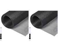 Fillis Mosquitera para Ventanas, 150x500cm Mosquitera de Fibra de Vidrio Mosquitera Cortada a Medida DIY con Cepillo de Limpieza, Mosquitera de Gasa para Ventanas y Puertas, Negro (Paquete de 2)