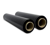 Film de Embalaje Elástico, Film de Plástico Negro para Embalar, Rollo de Plástico Protector de Envíos y Mudanzas, Rollo de 50cm y hasta 400 m Estirables - Ofituria (2 unidades)