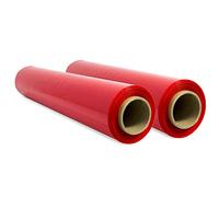 Film de Embalaje Elástico, Film de Plástico Rojo para Embalar, Rollo de Plástico Protector de Envíos y Mudanzas, Rollo de 50cm y hasta 400 m Estirables - Ofituria (Rojo, 2 unidades)