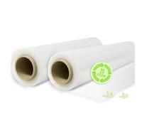 Film Elástico de Plástico Estirable, Transparente 70% Reciclado, 50cm Extensible Hasta 300 Metros de Largo Protector de Embalaje Industrial Resistente, Film para Embalar y Paletizar (2 Rollos)