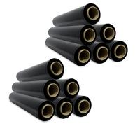 Film Transparente para Embalar, Film de Varios Colores, Papel Film, Rollo de Plastico Protector Muebles, Cajas Mudanza, Plastico Cubretodo 50cm x 300m estirables - SIDI Negro 12 Uds