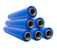 Film para Embalar, Film Azul, Papel Film, Rollo de Plastico Protector Muebles, Cajas Mudanza, Plastico Cubretodo 50cm x 300m estirables - SIDI (6 unds, Azul)