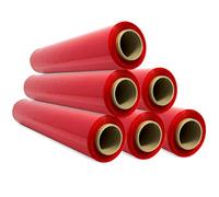 Film para Embalar, Film Rojo, Papel Film, Rollo de Plastico Protector Muebles, Cajas Mudanza, Plastico Cubretodo 50cm x 300m estirables - SIDI (6 unds, Rojo)