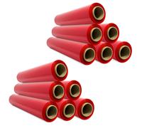 Film para Embalar, Film Rojo, Papel Film, Rollo de Plastico Protector Muebles, Cajas Mudanza, Plastico Cubretodo 50cm x 300m estirables - SIDI (12 unds, Rojo)