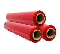 Film para Embalar, Film Rojo, Papel Film, Rollo de Plastico Protector Muebles, Cajas Mudanza, Plastico Cubretodo 50cm x 300m estirables - SIDI (3 unds, Rojo)