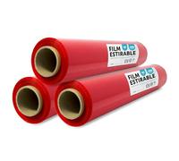 Film Rojo para Embalar, Plástico Cubretodo, Film color para Embalaje de Cajas de Mudanzas, Proteger Muebles y Envíos, Medidas 50 cm x 200 m estirables · m-office (Rojo, 3 uds)