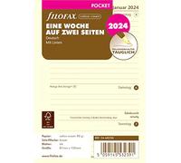 FILOFAX 24-68258 - Agenda 2024 (1 semana/2 páginas, algodón alemán), color crema