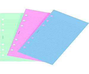 Filofax Personal - Recambio para agenda de anillas, hojas rayadas para notas, color verde, rosa y azul