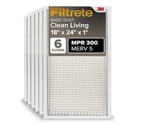 Filtrete Filtro de aire de 18 x 24 x 1, MPR 300, MERV 5, Clean Living Basic Dust Filtros de aire plisados de 1 pulgada de 3 meses, 6 filtros